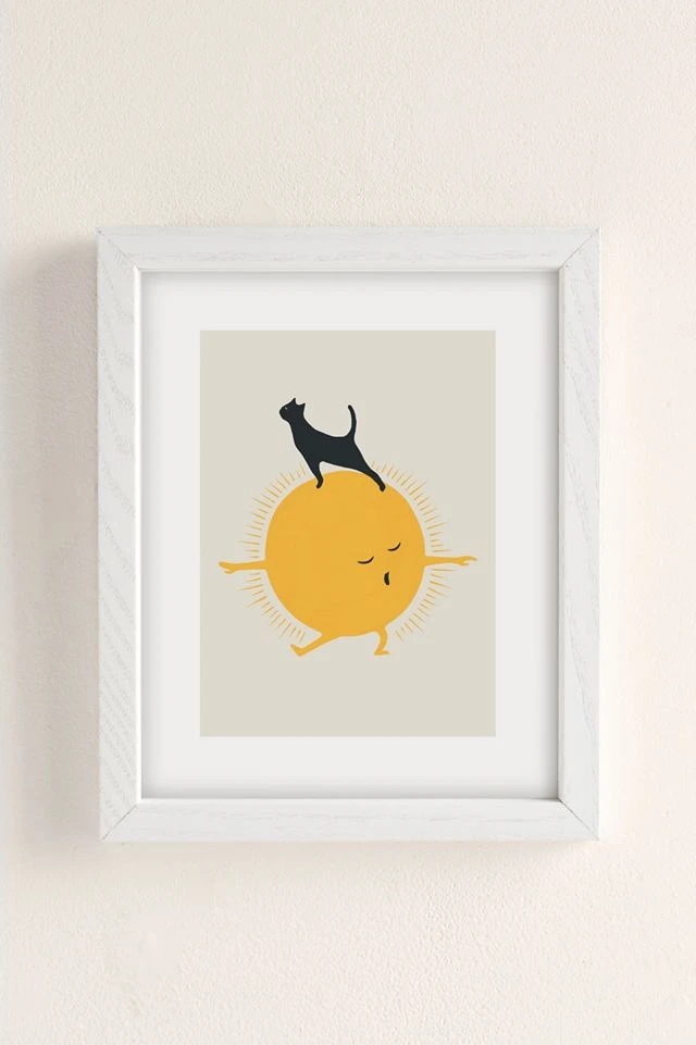 Outlet 𧨠Jimmy Tan Meowing 9 Yoga Warrior II Art Print White Wood Frame π - Image 2