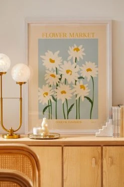 Promo π Gale Switzer Flower Market Oxeye Daisies Art Print White Wood Frame π