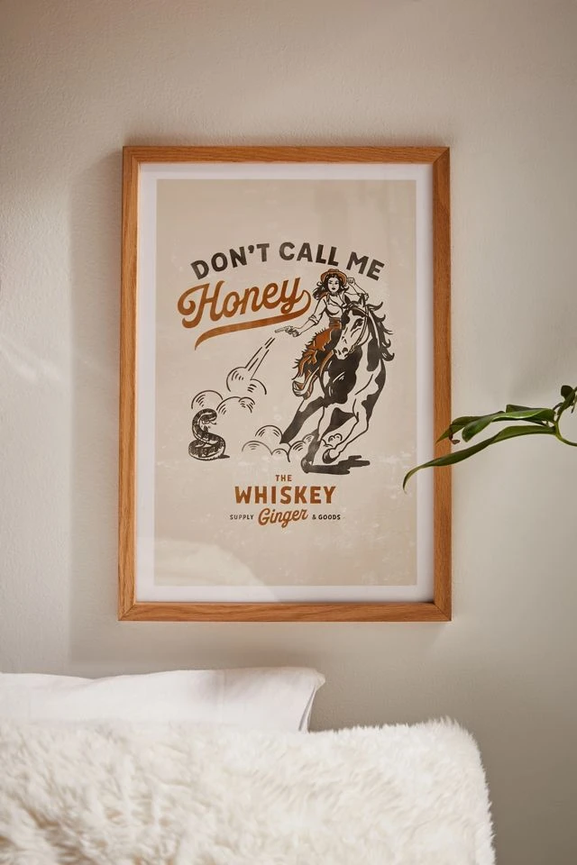 Buy β€οΈ The Whiskey Ginger Don't Call Me Honey Retro Pinup Art Print Natural Wood Frame π