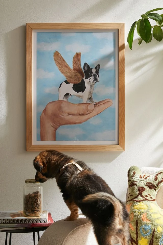 Cheapest β¨ Coco De Paris Frenchie With Golden Wings Art Print Natural Wood Frame βοΈ