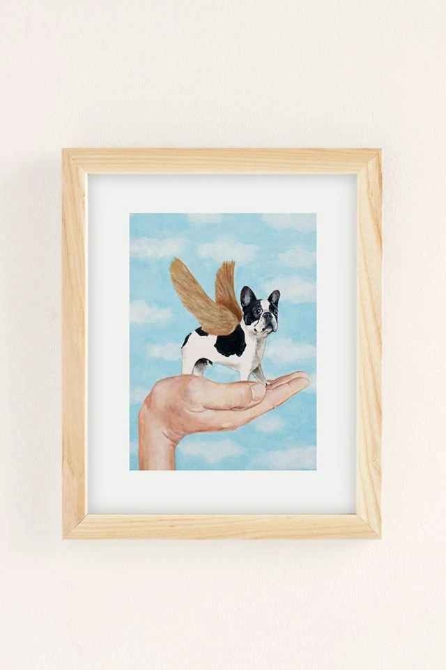 Cheapest β¨ Coco De Paris Frenchie With Golden Wings Art Print Natural Wood Frame βοΈ - Image 2