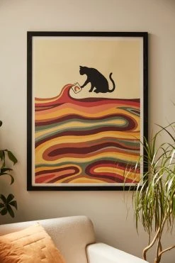 Best deal ✔️ Jimmy Tan Rainbow Cat 1 Coffee Milk Drop Art Print Black Wood Frame ⭐