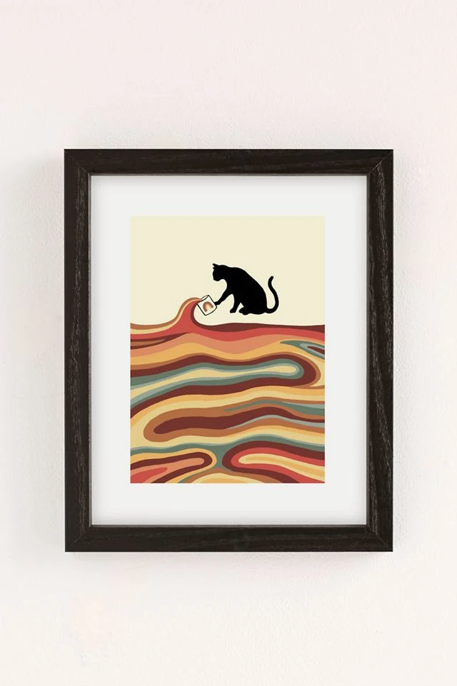 Best deal βοΈ Jimmy Tan Rainbow Cat 1 Coffee Milk Drop Art Print Black Wood Frame β - Image 2