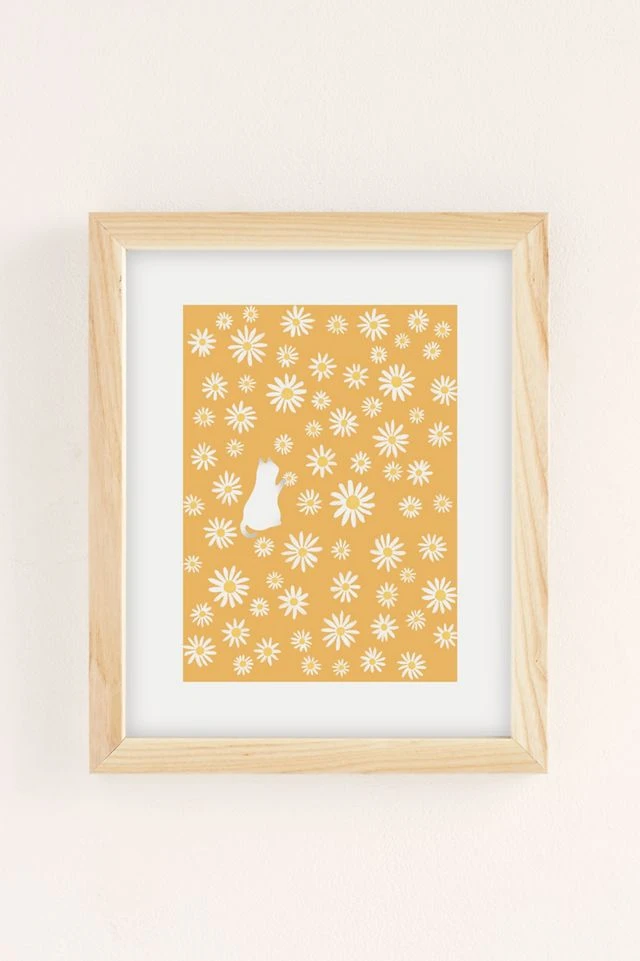 Flash Sale π₯ Jimmy Tan Hidden Cat 44 Flowers Fall Art Print Natural Wood Frame 𧨠- Image 2