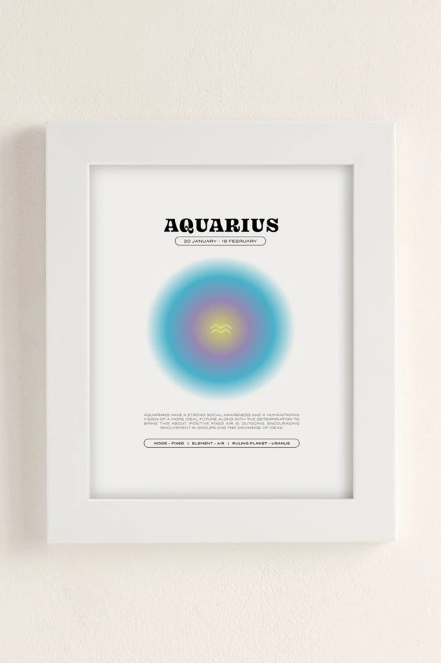 Deals π Elena Smith Aquarius Zodiac Aura Art Print Modern White π