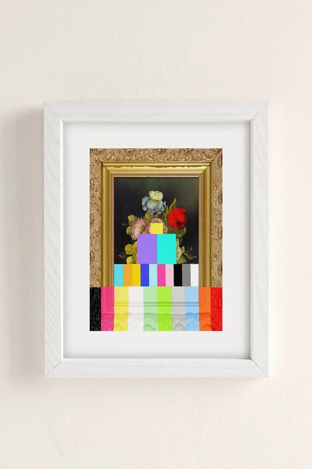 Best Pirce 𧨠Chad Wys A Painting Of Flowers With Color Bars Art Print White Wood Frame ⨠- Image 2