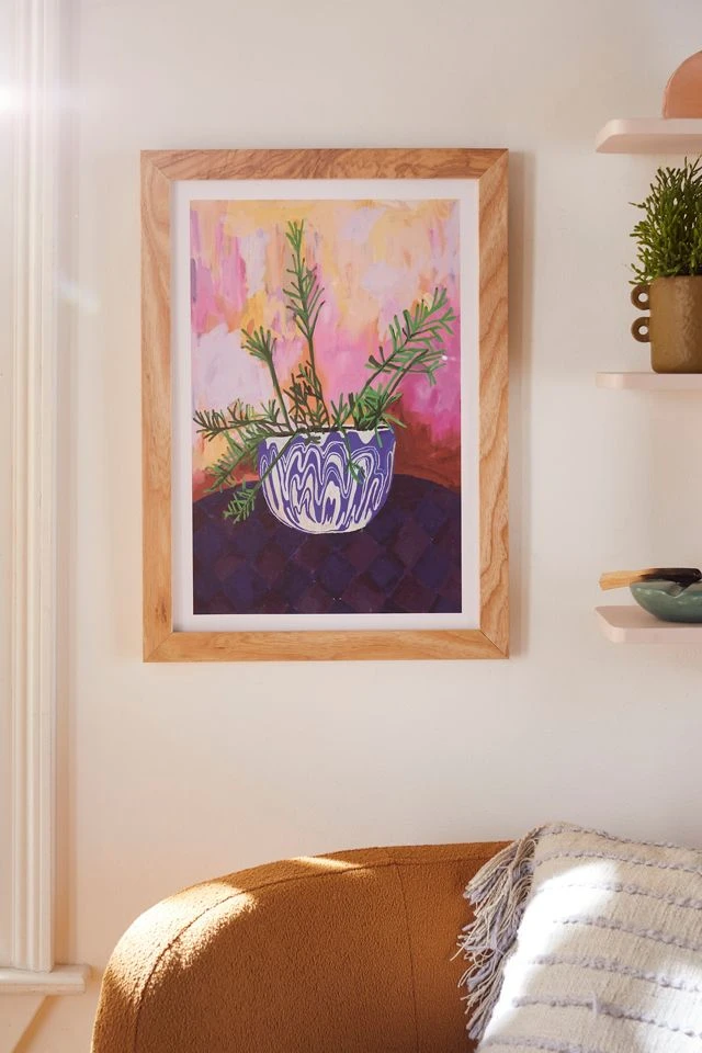 Hot Sale β Christie Liberatore Marbled Crazy Legs Plant Art Print Natural Wood Frame π―