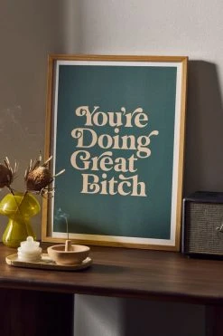 Best deal 🛒 The Motivated Type You're Doing Great B**** Vintage Art Print Natural Wood Frame 👏