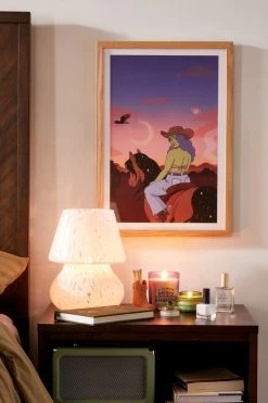 Discount 🌟 Robin Eisenberg Space Cowgirl Art Print Natural Wood Frame 🎁