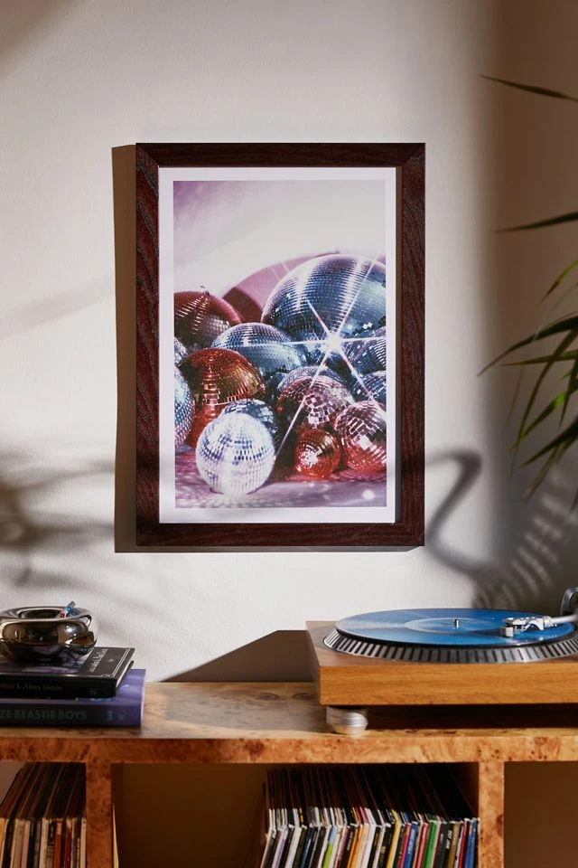 New π Samantha Hearn Shiny Disco Balls Art Print Walnut Wood Frame π