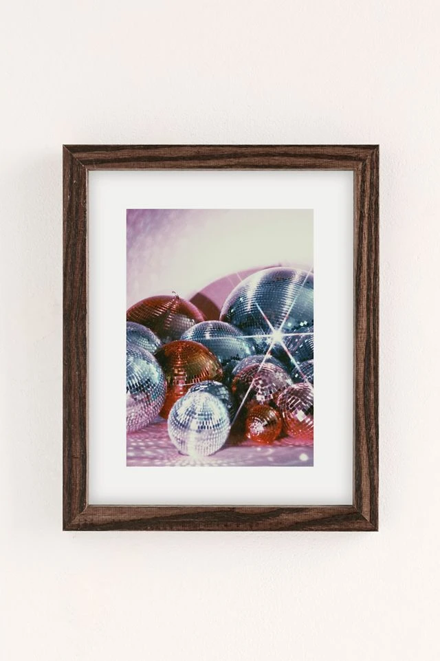 New π Samantha Hearn Shiny Disco Balls Art Print Walnut Wood Frame π - Image 2
