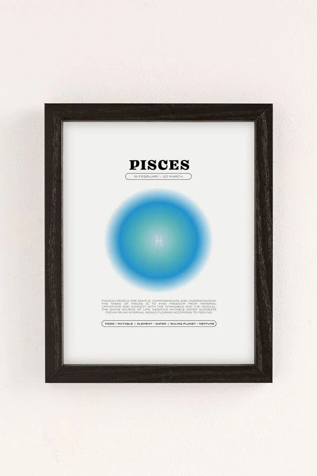 Brand new π₯ Elena Smith Pisces Zodiac Aura Art Print Black Wood Frame π₯°