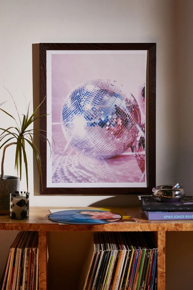 Buy π Samantha Hearn Pink Disco Ball Art Print Walnut Wood Frame π―