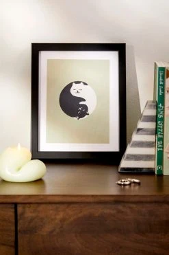 Coupon 👏 Jimmy Tan Hidden Cat 26 Yin Yang Hug Art Print Black Matte Frame 😀