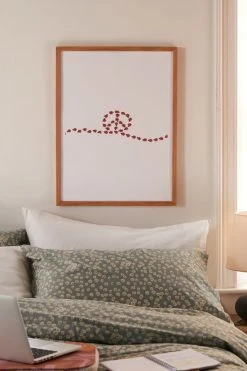 Promo π UO Home Ladybug Peace Art Print Natural Wood Frame π