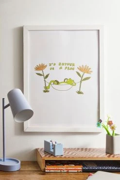 Cheap ⌛ UO Home I’d Rather Be A Frog Art Print White Wood Frame 👏