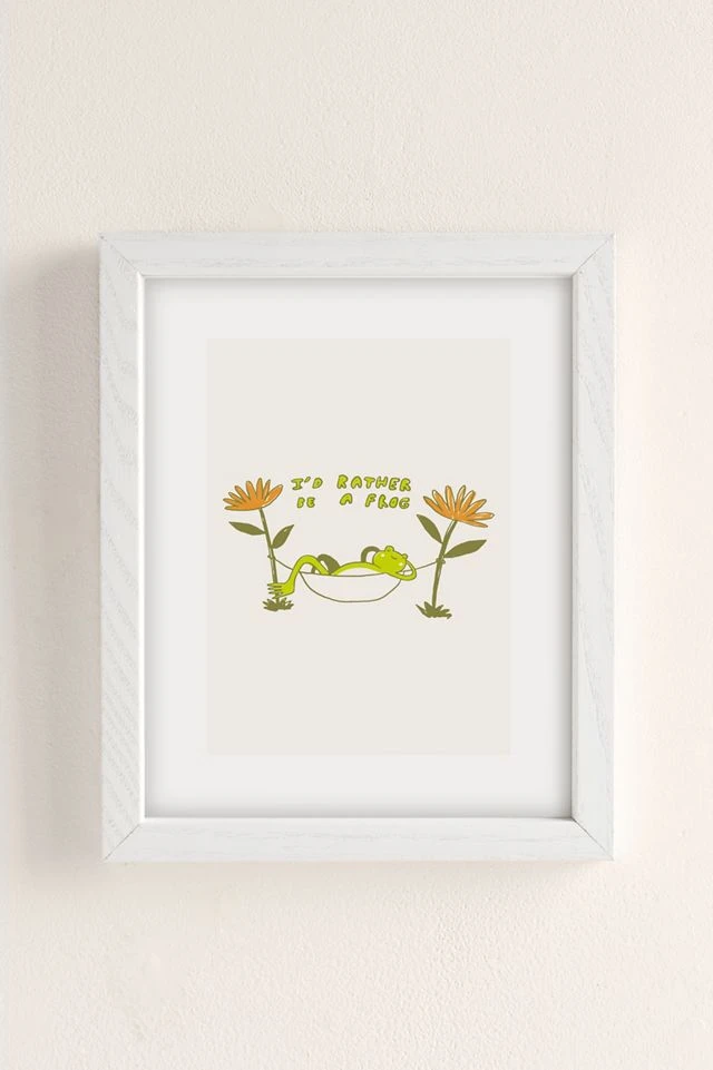 Cheap β UO Home Iβd Rather Be A Frog Art Print White Wood Frame π - Image 2