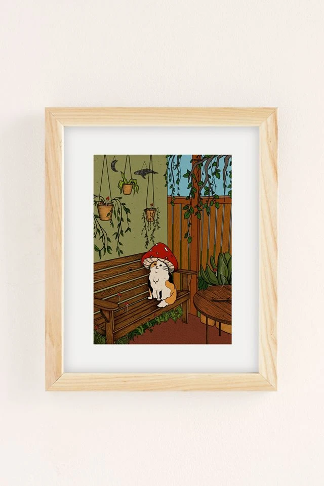 Outlet βοΈ Plantspace A Cats Patio Art Print Natural Wood Frame π - Image 2