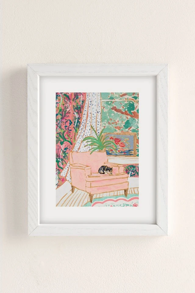 Wholesale ๐ฅ Lara Lee Meintjes Catnap Tuxedo Cat Napping In Chair By The Window Art Print White Wood Frame ๐คฉ - Image 2