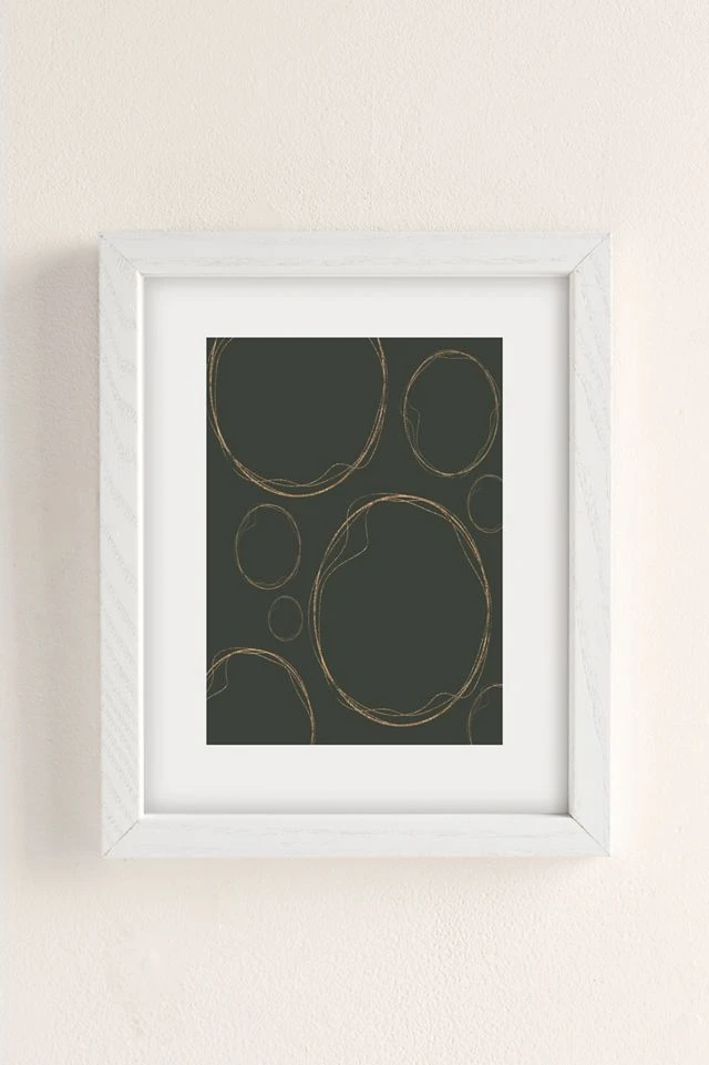 Hot Sale 𧨠Sheila Wenzel-Ganny Army Gold Green Circles Art Print White Wood Frame π - Image 2