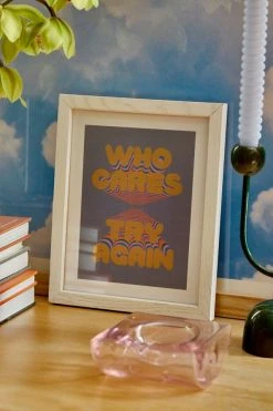 Discount π€© Tyler Spangler Who Cares Try Again Art Print White Wood Frame π