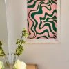 Outlet 😀 Kierkegaard Design Studio Liquid Swirl Retro Pink And Bright Green Art Print White Matte Frame 👏