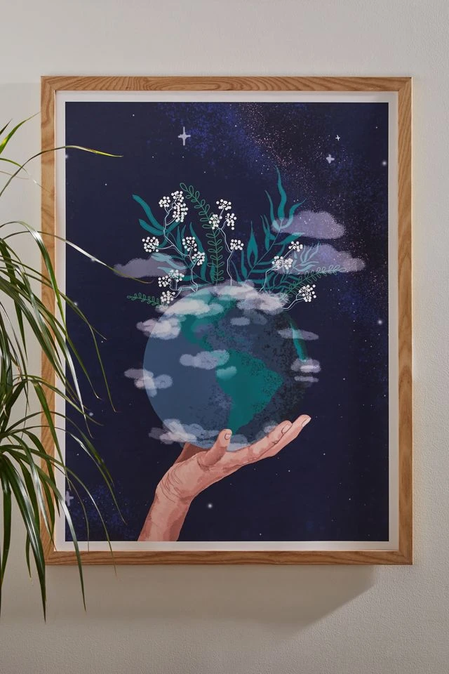 Budget β€οΈ Hanifa Abdul Hameed π© Mother Earth Art Print Natural Wood Frame β