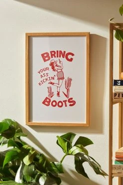 Hot Sale 😀 The Whiskey Ginger Bring You’re A** Kicking 🥾 Boots Art Print Natural Wood Frame 😍