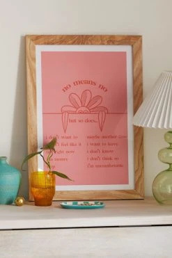 Best reviews of β€οΈ Elise Miguel No Means No Art Print Natural Wood Frame π
