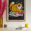 Budget 🔥 Pinkgabbercat Take It Easy I Art Print Natural Wood Frame 🎉