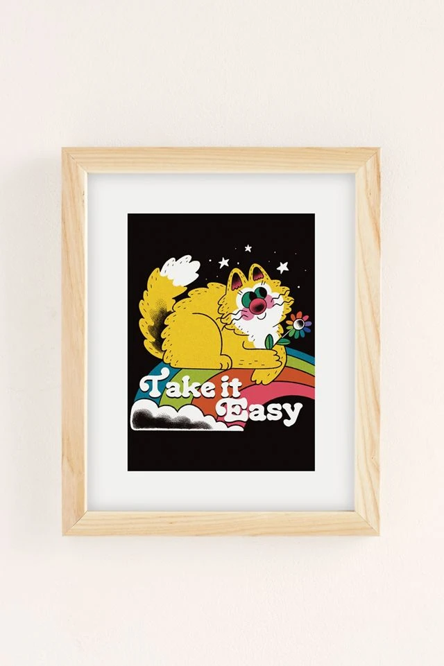 Budget π₯ Pinkgabbercat Take It Easy I Art Print Natural Wood Frame π - Image 2