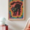 Cheapest ⌛ Pinkgabbercat Wiggle Cat Art Print Natural Wood Frame 🎁