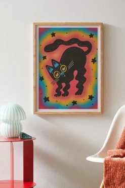 Cheapest ⌛ Pinkgabbercat Wiggle Cat Art Print Natural Wood Frame 🎁