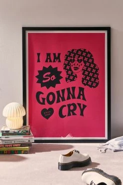Best deal 🥰 Cowgirl UFO I Am So Gonna Cry Hot Pink Art Print Black Wood Frame 👏