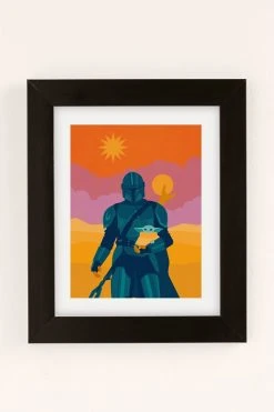 New π€© "Mando And Child - Gold" By Sabrena Khadija Framed Art Print Black Matte Frame β