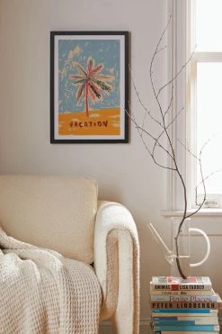 Hot Sale 𧨠Sandrapoliakov Vacation Palm Tree Art Print Black Wood Frame β