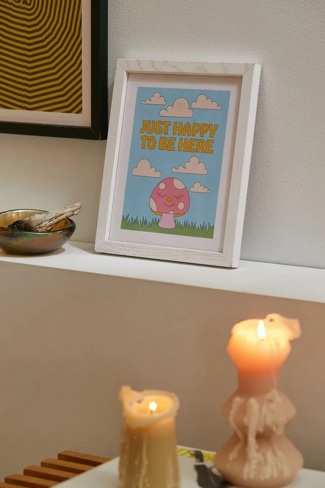 Discount π₯ Exquisite Paradox Happy Mushroom Art Print White Wood Frame π€©