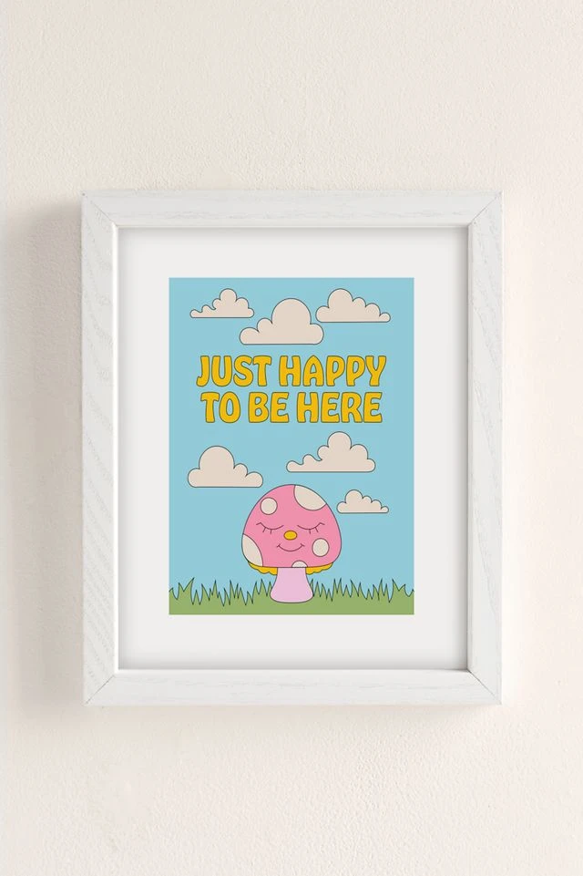 Discount π₯ Exquisite Paradox Happy Mushroom Art Print White Wood Frame π€© - Image 2