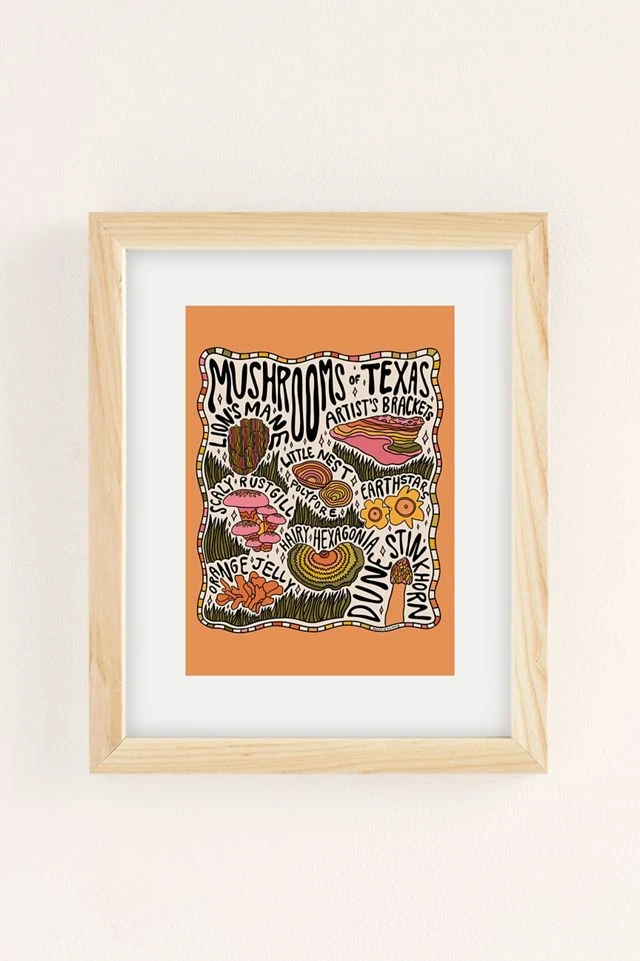 Hot Sale βοΈ Doodle By Meg Mushrooms Of Texas Art Print Natural Wood Frame β - Image 2