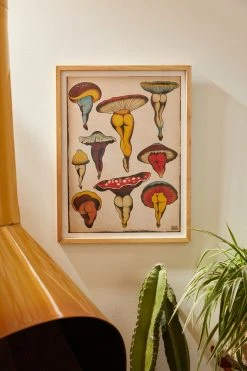 Wholesale β¨ CeciTattoos Sexy Mushrooms Art Print Natural Wood Frame π