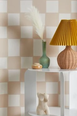 Budget 🛒 Alina Buffiere Playful Check Removable Wallpaper Tan 👏