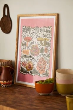 Discount π Doodle By Meg Mushrooms Of South Carolina Art Print Natural Wood Frame π