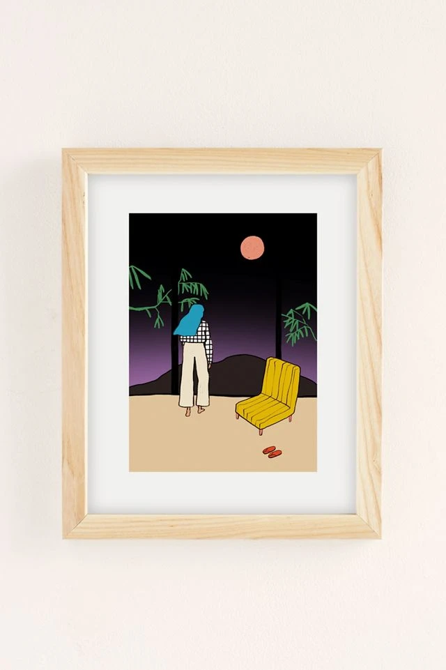 Best reviews of ⨠Sandrapoliakov Full Moon Mountain Art Print Natural Wood Frame 𧨠- Image 2