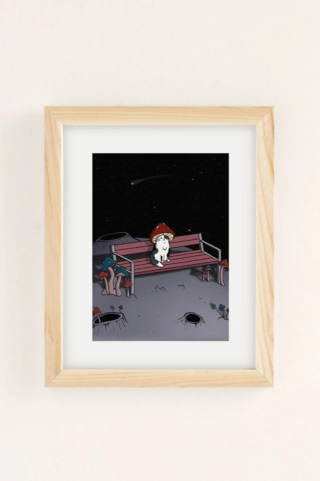 Flash Sale 𧨠Plantspace Mushroom Cat In Space Art Print Natural Wood Frame π€© - Image 2